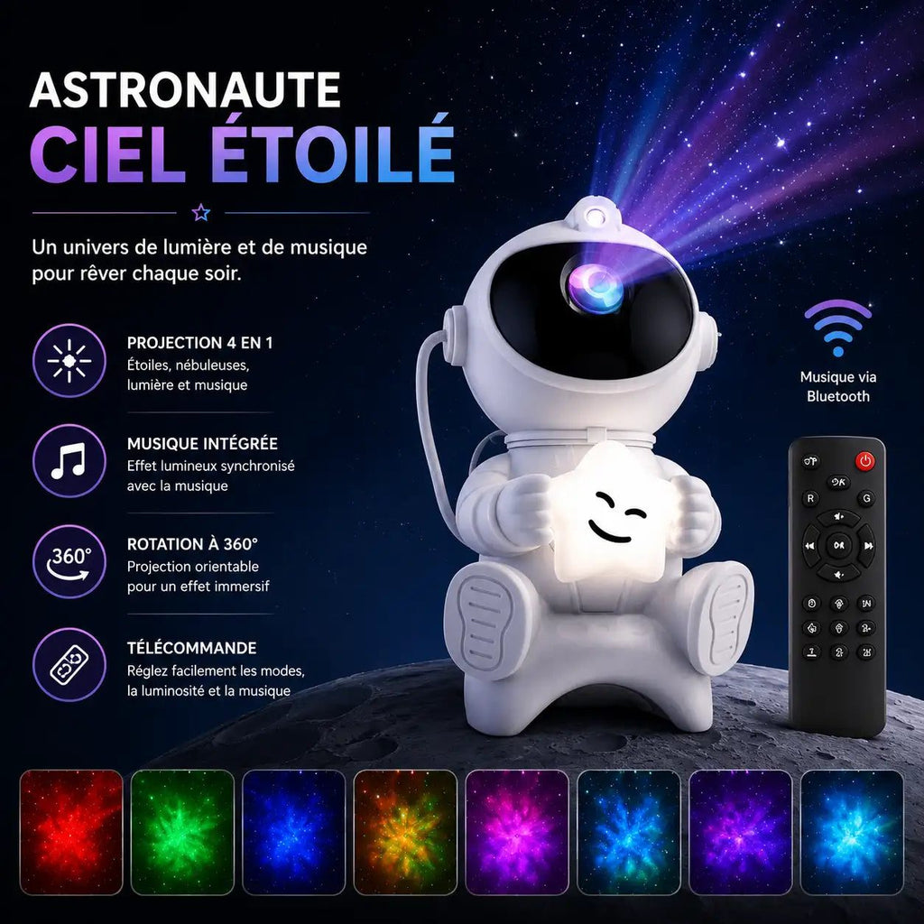 Projecteur Galaxie Astronaute LED Bluetooth