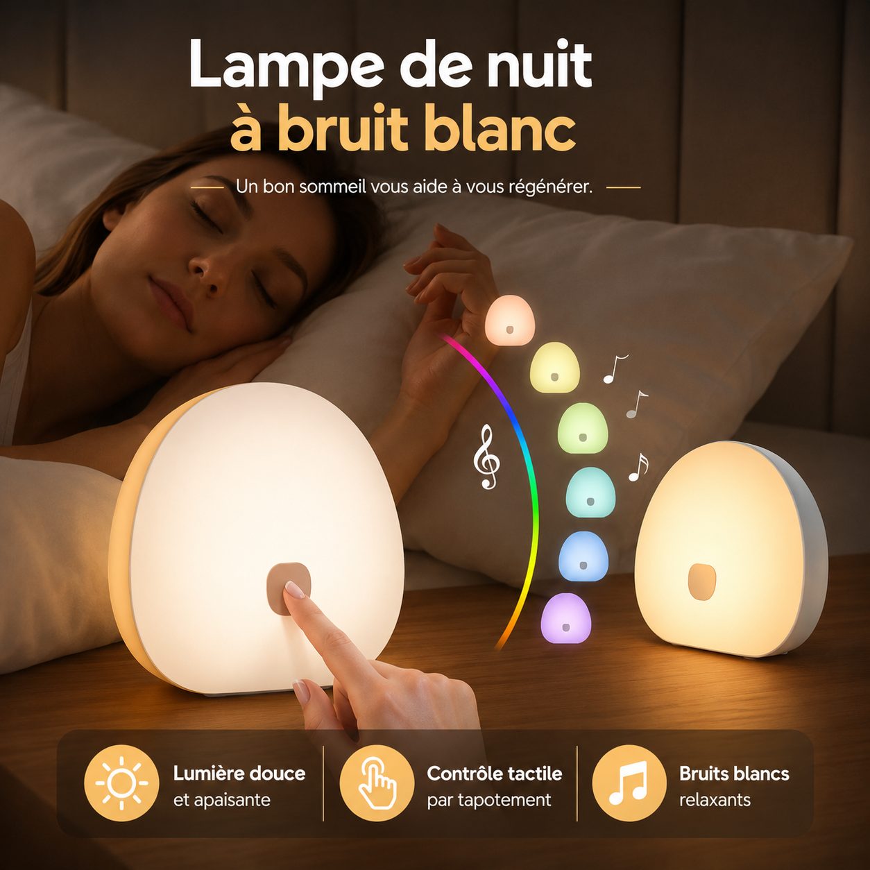 Veilleuse Bruit Blanc LED 7 couleurs