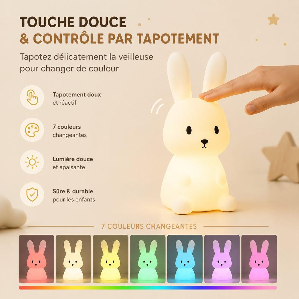 Veilleuse Lapin LED 7 Couleurs