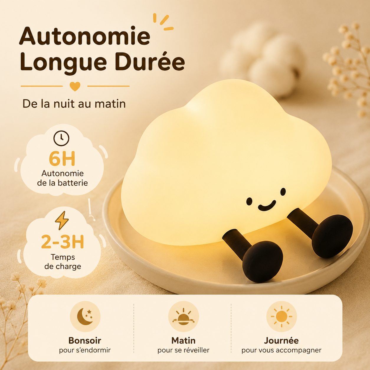 Veilleuse Nuage LED Tactile