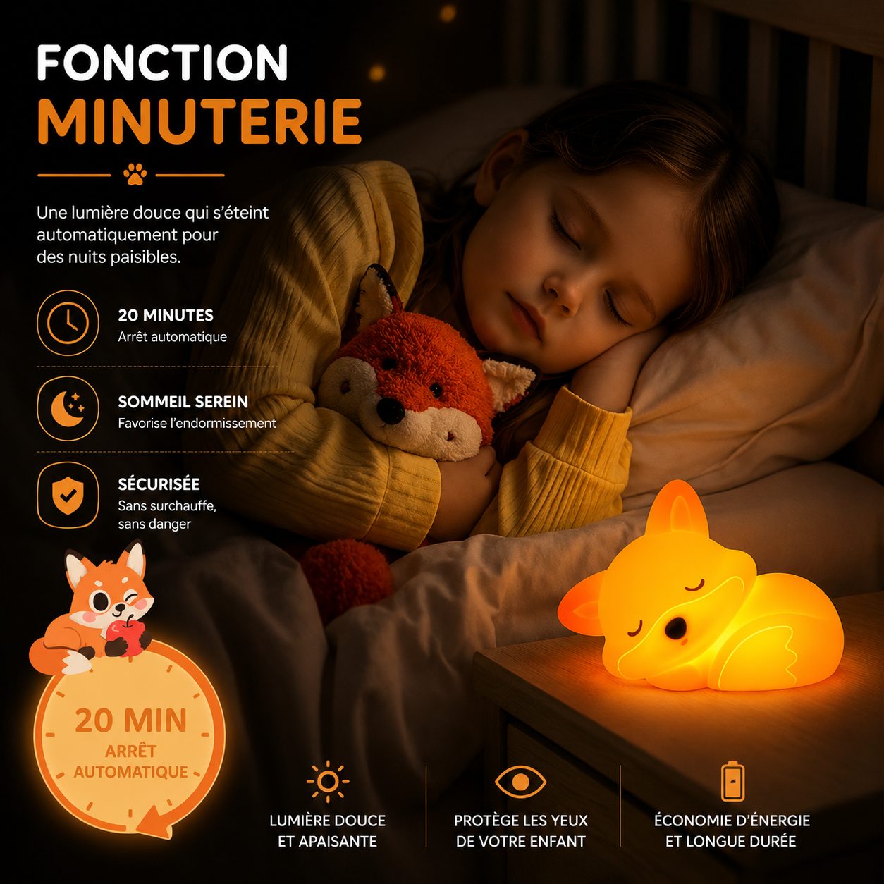 Veilleuse Renard LED Tactile